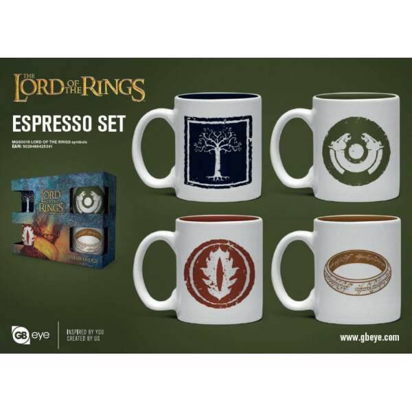 Pack de 4 Tazas Espresso Symbols El Señor de los Anillos - Collector4u.com