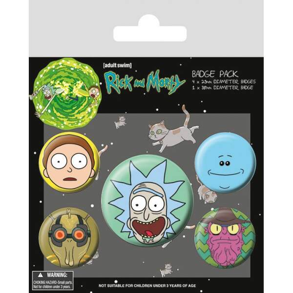 Rick and Morty Pack 5 Chapas Heads - Collector4U.com