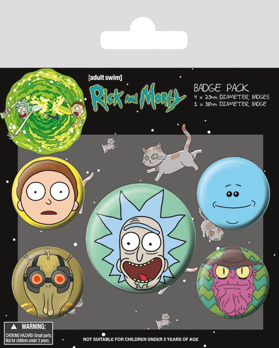 Rick and Morty Pack 5 Chapas Heads