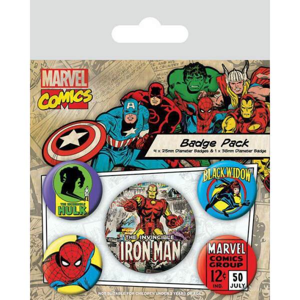 Pack 5 Chapas Iron Man Marvel Comics - Collector4U.com