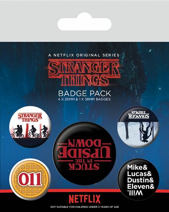 Stranger Things Pack 5 Chapas Upside Down - Collector4u.com