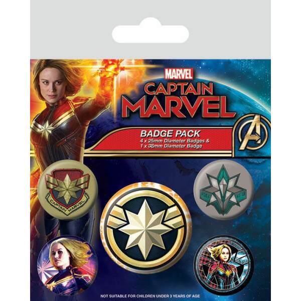 Captain Marvel Pack 5 Chapas Patches - Collector4u.com