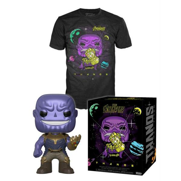 Set de Minifigura y Camiseta Thanos Vengadores Infinity War POP! & Tee talla L - Collector4U.com