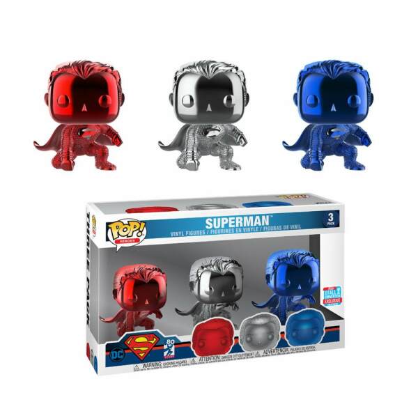Funko Superman (Landing) (Chrome) Fall Convention 2018 Justice League Pack de 3 Figuras POP! Vinyl 9 cm - Collector4U.com