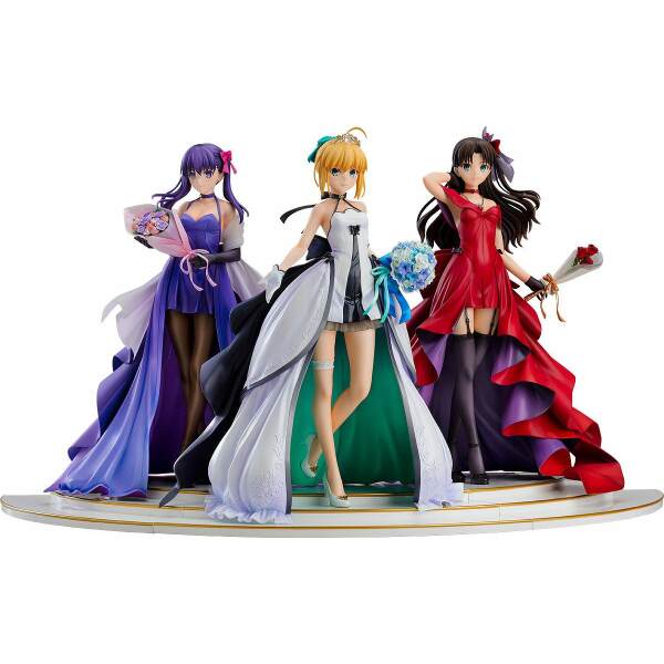 Estatuas PVC 1/7 Saber, Rin Tohsaka and Sakura Matou Fate/Stay Night 15th Celebration Dress Ver. - Collector4u.com