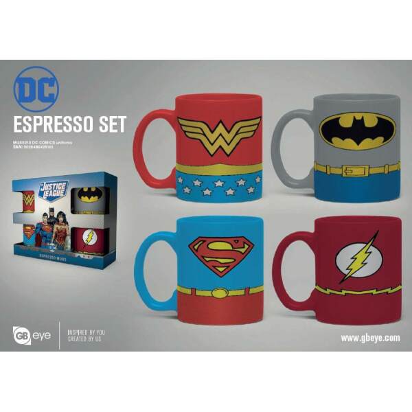 Pack de 4 Tazas Espresso Uniforms DC Comics - Collector4u.com