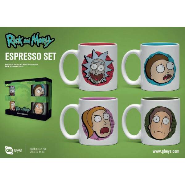 Rick y Morty Pack de 4 Tazas Espresso Characters - Collector4U.com