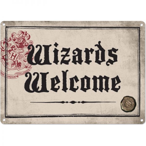 Placa de Chapa Wizards Welcome Harry Potter 21 x 15 cm - Collector4u.com