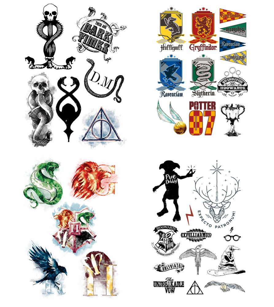 Set de 35 Tatuajes temporales Harry Potter - Collector4u.com