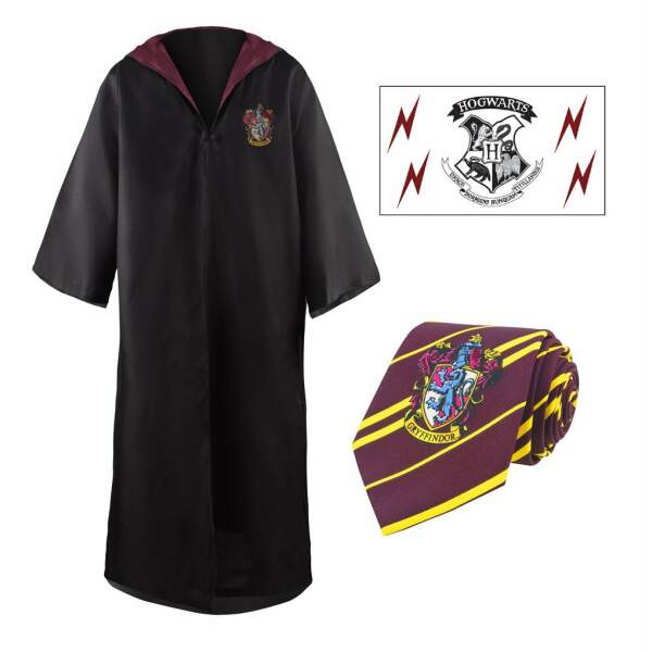 Set de Vestido de Mago Corbata & Tattoo Gryffindor Harry Potter talla L - Collector4u.com