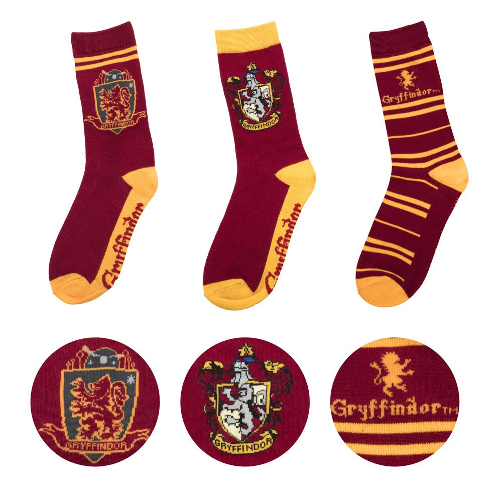Pack de 3 Pares de calcetines Gryffindor Harry Potter - Collector4u.com