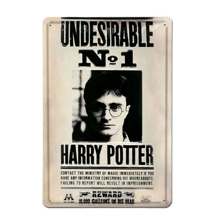 Placa de Chapa 3D Undesirable No 1 Harry Potter 20 x 30 cm
