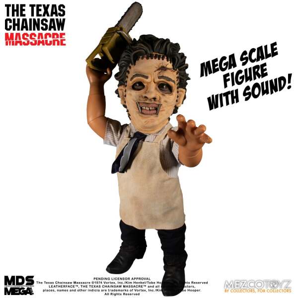 Figura con sonido Mega Scale Leatherface La Matanza de Texas 38 cm - Collector4U.com