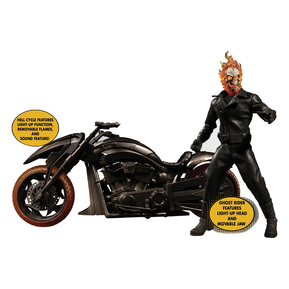 Figura Ghost Rider &amp Vehículo con luz y sonido 1/12 Hell Cycle One:12 Mezco Toys - Collector4u.com