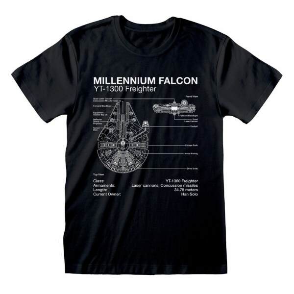 Camiseta Millenium Falcon Sketch Star Wars talla M - Collector4U.com