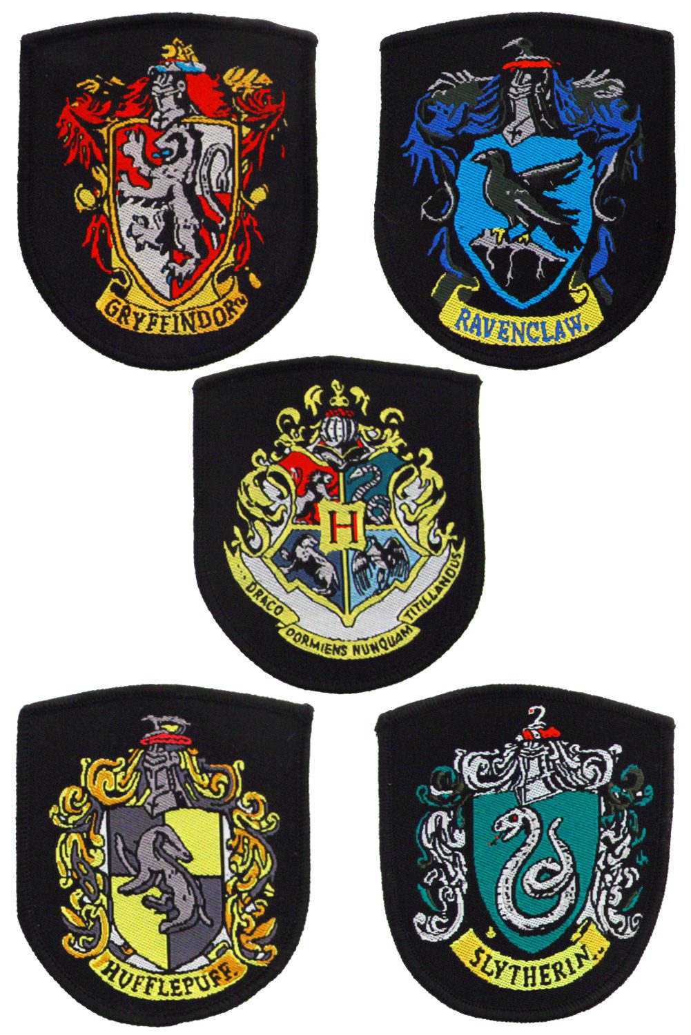 Pack de 5 Parches Escudos de las Casas Harry Potter