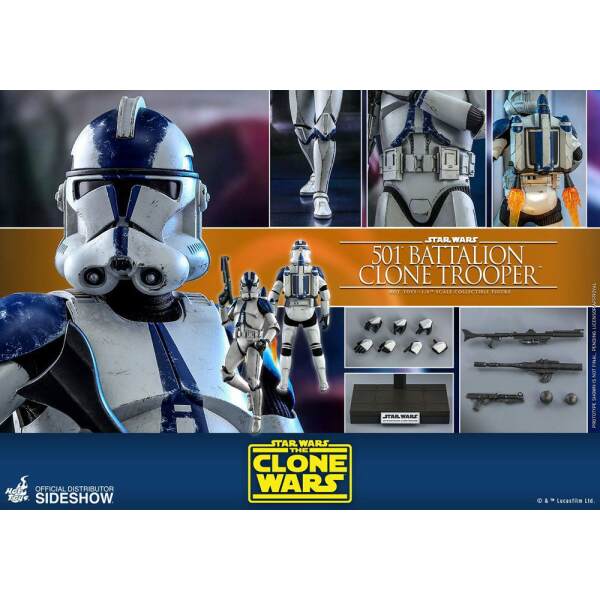 Figura Clone Trooper Batallón 501st The Clone Wars, Star Wars 1/6 Hot Toys 30 cm - Collector4U.com
