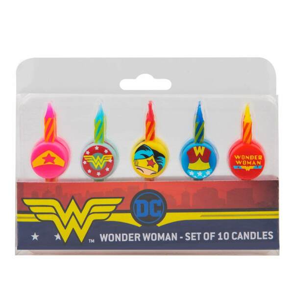 Pack de 10 Velas de Cumpleaños Wonder Woman DC Comics - Collector4u.com