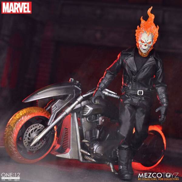Figura Ghost Rider &amp Vehículo con luz y sonido 1/12 Hell Cycle One:12 Mezco Toys - Collector4u.com