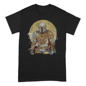 Camiseta Distressed Warrior Star Wars The Mandalorian talla L - Collector4u.com