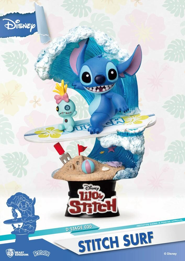 Diorama Stitch Surf Disney Summer Series PVC D-Stage 15 cm Beast Kingdom Toys