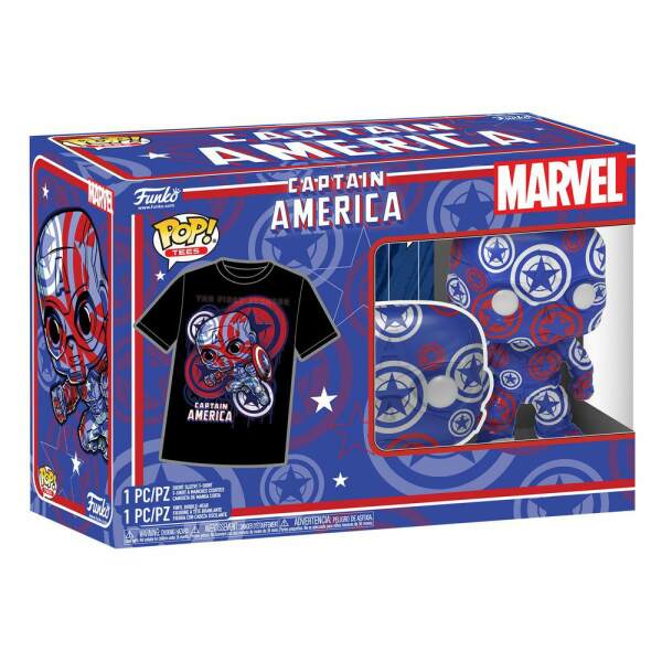 Set de Minifigura y Camiseta Capitán America Civil War POP! & Tee Art Series talla L - Collector4u.com