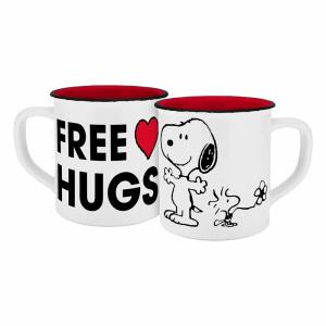 Taza esmaltada de cerámica Free Hugs Peanuts