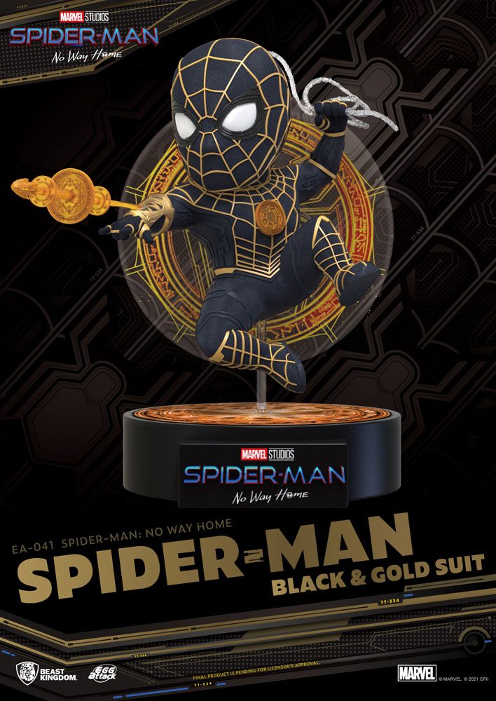 Figura Spider-Man Black & Gold Suit Spider-Man: No Way Home Egg Attack 18 cm Beast Kingdom - Collector4U.com