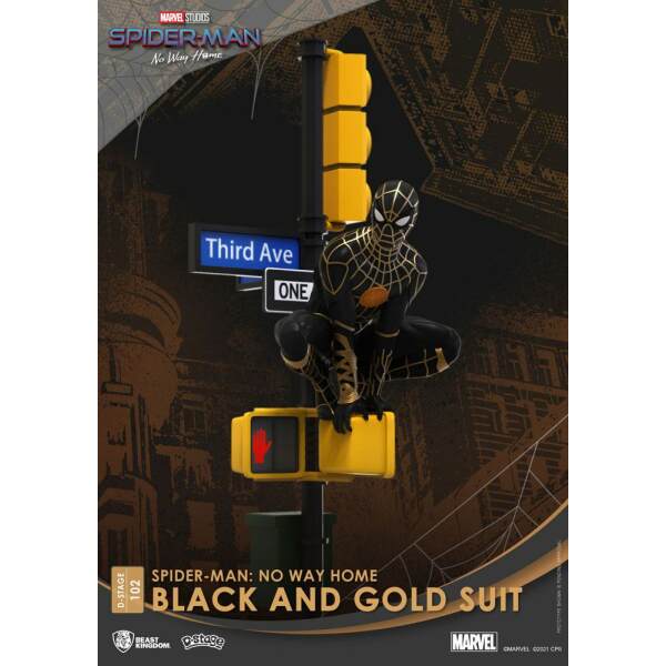 Diorama Spider-Man: No Way Home PVC D-Stage Spider-Man Black and Gold Suit 25 cm Beast Kingdom - Collector4U.com