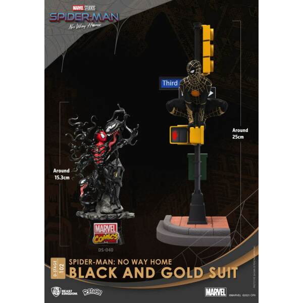 Diorama Spider-Man: No Way Home PVC D-Stage Spider-Man Black and Gold Suit 25 cm Beast Kingdom - Collector4U.com