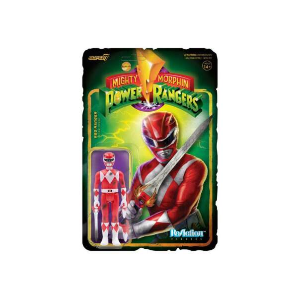 Figura Red Ranger Mighty Morphin Power Rangers ReAction (Battle Damaged) 10 cm Super7 - Collector4U.com