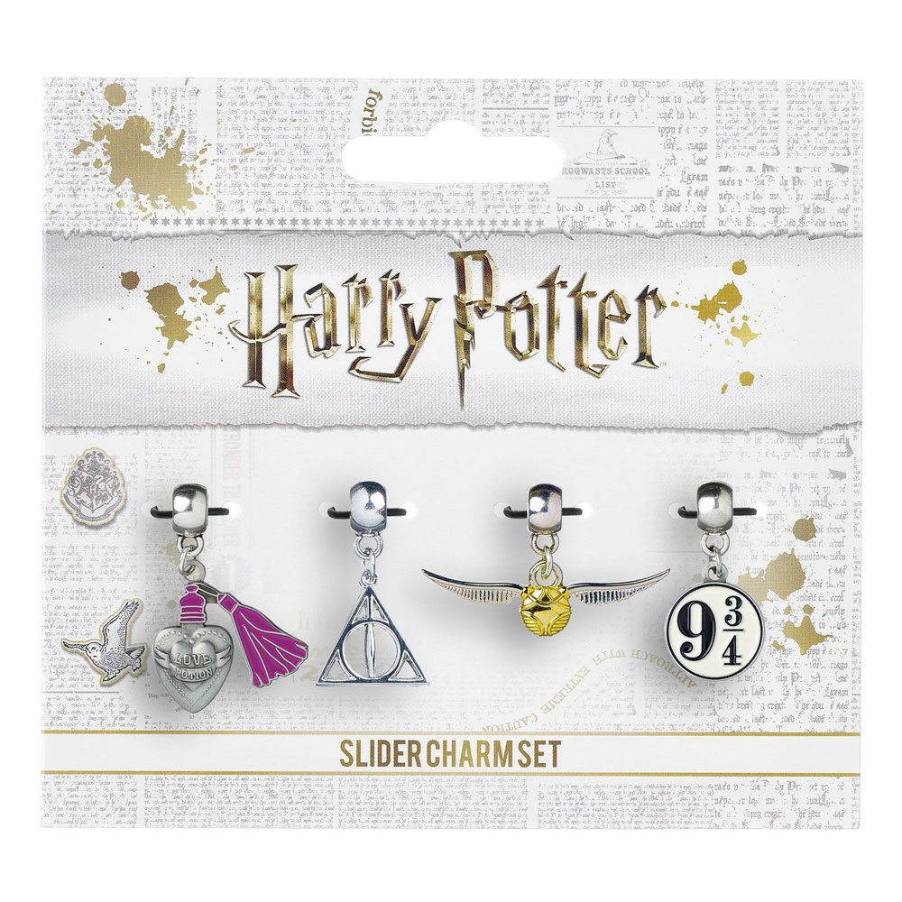 Harry Potter Pack de 4 Colgantes Snitch/Deathly Hallows/Platform 9 3/4/Love Potion (plateado) - Collector4U.com