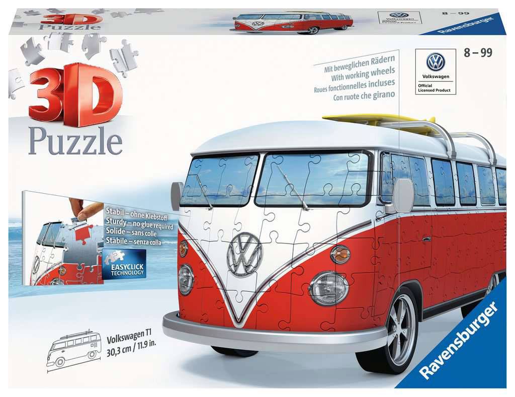 Puzzle 3D Surfer Edition Cars Volkswagen T1 (162 piezas) Ravensburger