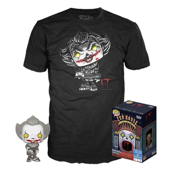 Set de Minifigura y Camiseta Pennywise Stephen King's It POP! & Tee Exclusive talla M - Collector4U.com