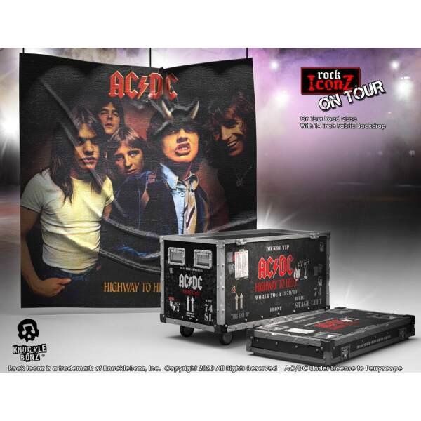AC/DC Estatua Rock Ikonz On Tour Road Case & Telón de fondo del escenario - Collector4U.com