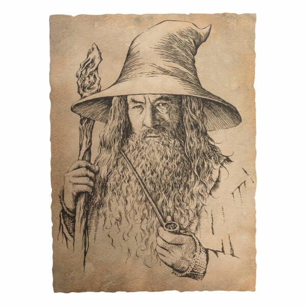 Litografía Portrait of Gandalf the Grey El Hobbit 21x28cm Weta