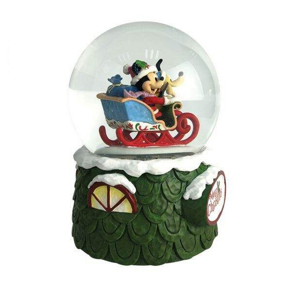 Bola de agua decorativa Mickey y Pluto navideños 17 cm Enesco - Collector4u.com