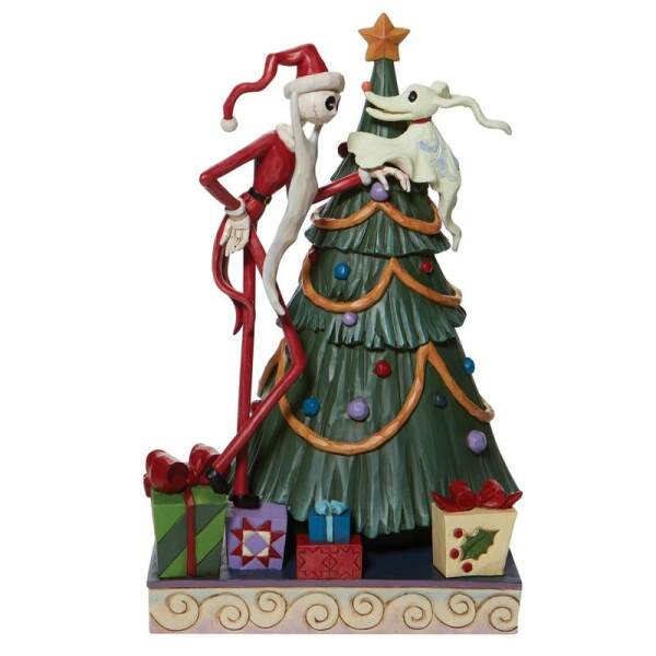 Figura decorativa Santa Jack y Zero junto al árbol Pesadilla antes de Navidad 25 cm Enesco - Collector4U.com