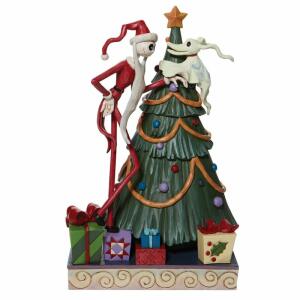 Figura decorativa Santa Jack y Zero junto al árbol Pesadilla antes de Navidad 25 cm Enesco
