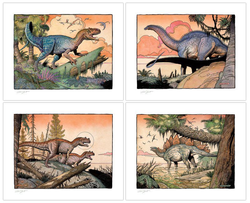 Litografias Dinosaur Series: The Jurassic Era William Stout 41 x 33 cm – Sin Enmarcar (set de 4) Sideshow