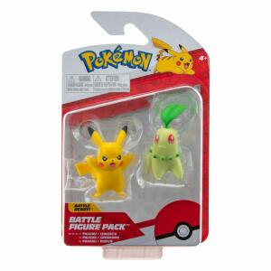 Figuras Battle Chikorita & Pikachu Pokémon Packs de 2 #9 5 cm Jazwares - Collector4u.com