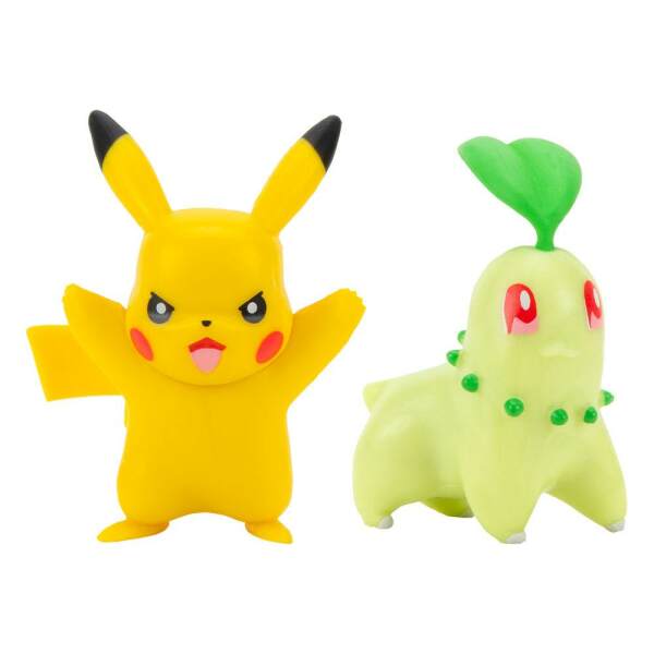 Figuras Battle Chikorita & Pikachu Pokémon Packs de 2 #9 5 cm Jazwares - Collector4U.com