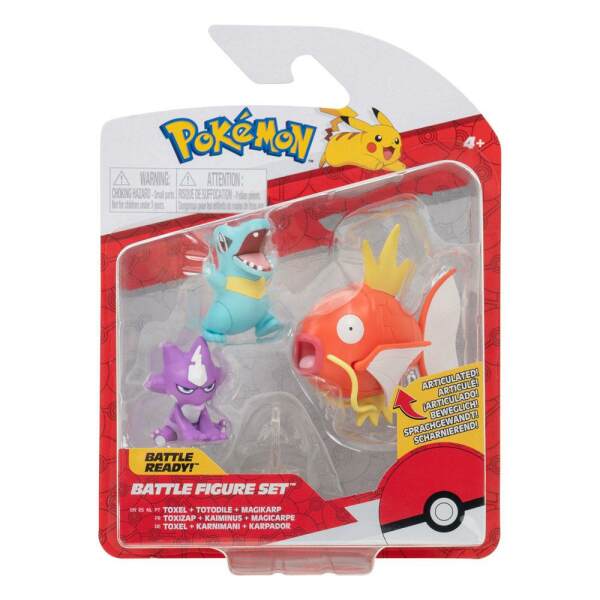 Pokémon Packs de 3 Figuras Battle Totodile, Toxel, Magikarp 5 cm Jazwares - Collector4U.com