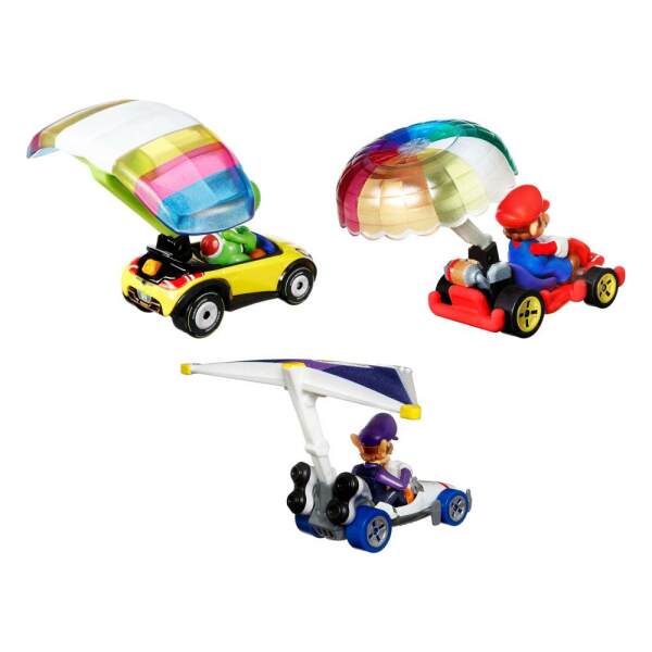 Pack de 3 Vehículos Hot Wheels Mario Kart 1/64 Yoshi, Waluigi, Mario Mattel - Collector4U.com