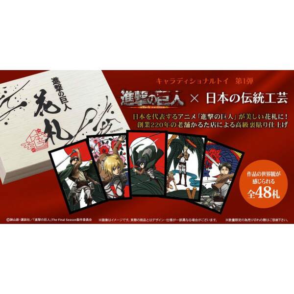 Baraja de cartas Karuta en Caja de madera Original Hanafuda Limited Edition Attack on Titan - Collector4U.com