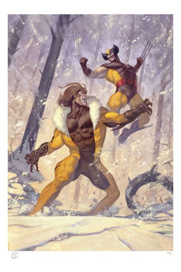 Marvel Litografia Wolverine vs Sabretooth 46 x 61 cm
