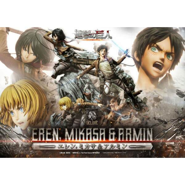 Estatua Eren Mikasa & Armin Attack on Titan Ultimate Premium Masterline Deluxe Bonus Version 72 cm - Collector4u.com