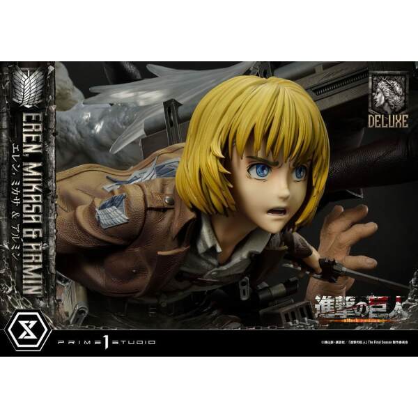 Estatua Eren Mikasa & Armin Attack on Titan Ultimate Premium Masterline Deluxe Bonus Version 72 cm - Collector4u.com