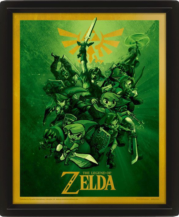 Legend Of Zelda Set De 3 Posteres Efecto 3d Enmarcado Link 26 X 20 Cm 3