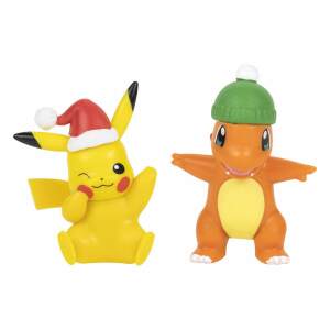 Pack De 2 Minifiguras Battle Figure Pack Edicion Navidena Pikachu Charmander Pokemon 5 Cm